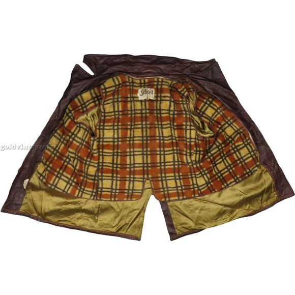 Vintage Schott Leather Coat Fleece Lined Biker XL - Picture 10 of 10